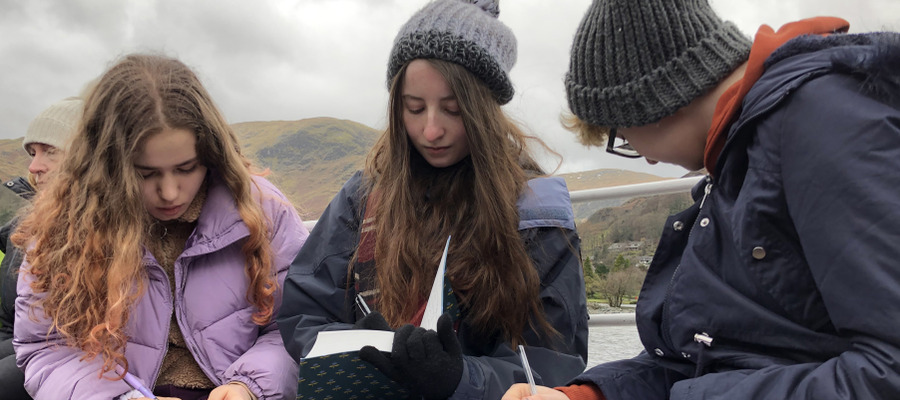 Writing on board an Ullswater Steamer