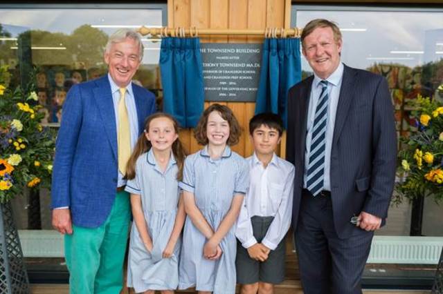 L to R: Anthony Townsend, Cranleigh prep pupils, Mike Wilson