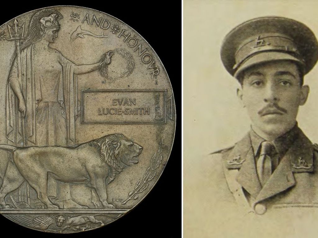 Lt Euan Lucie-Smith and the antique plaque that bears his name
