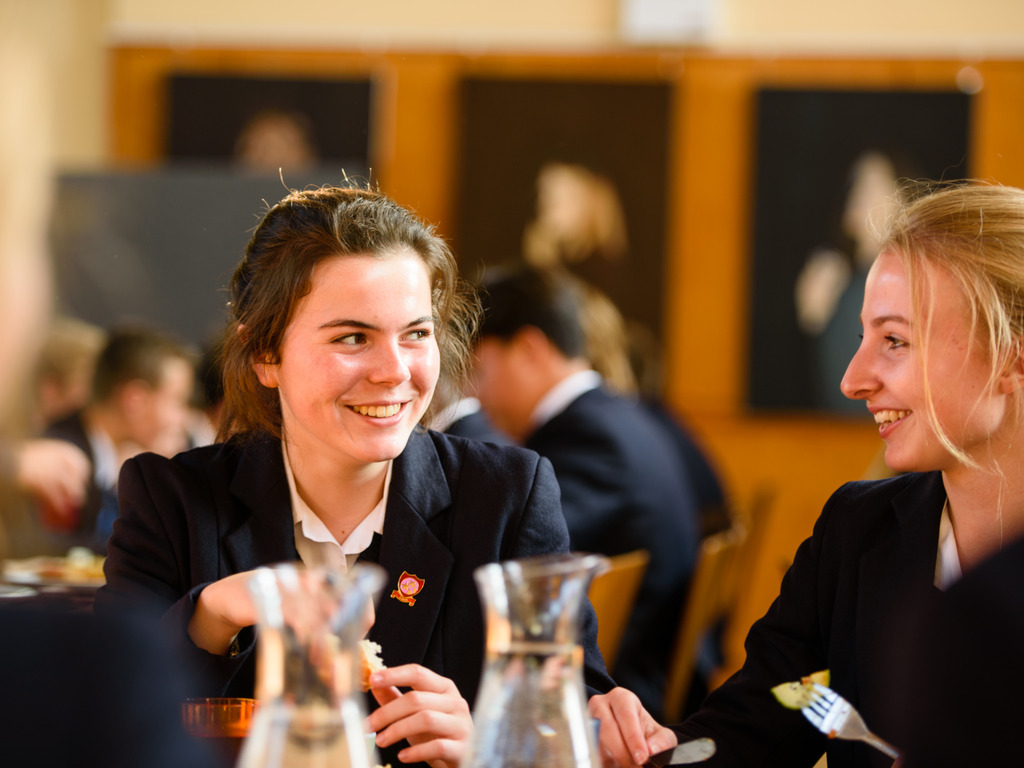Felsted students enjoying their school lunch