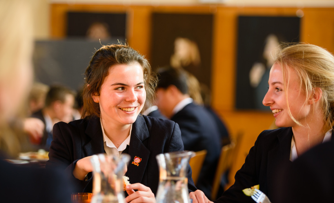 Felsted students enjoying their school lunch