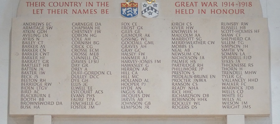 Gresham’s new memorial stone, made of Cabeca Veade limestone by Teucer Wilson, which took one month to complete and features 115 names