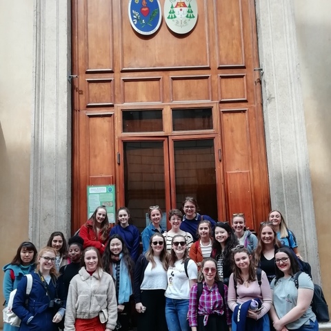 Harrogate Ladies' College Chapel Choir outside St Philip Neri Church in Vicenza