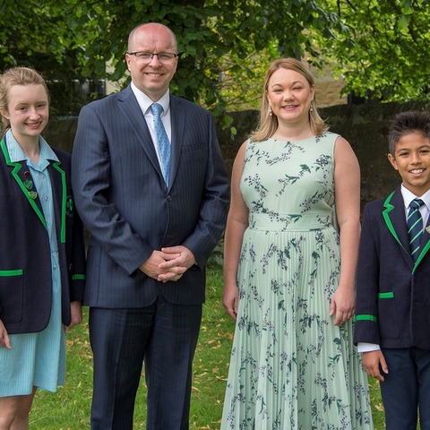 Highfield Prep School Head Girl Connie Tasker; Head of Highfield James Savile; Charlotte Gardiner; Highfield Prep School Head Boy Nico Granilo