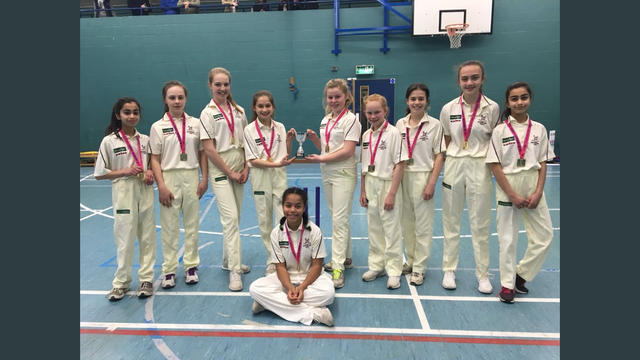 The Holmwood U13 girls cricket team, winners of the Lady Taverners Essex County Cricket Final