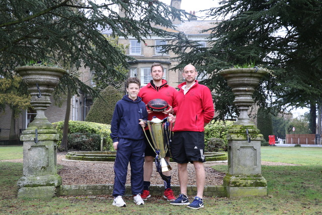 Holmwood's 1st VIII rugby captain, Hamish Irvine was thrilled to get his hands on the European cup. Pictured here with Mr Ed Cook, Director of Rugby a