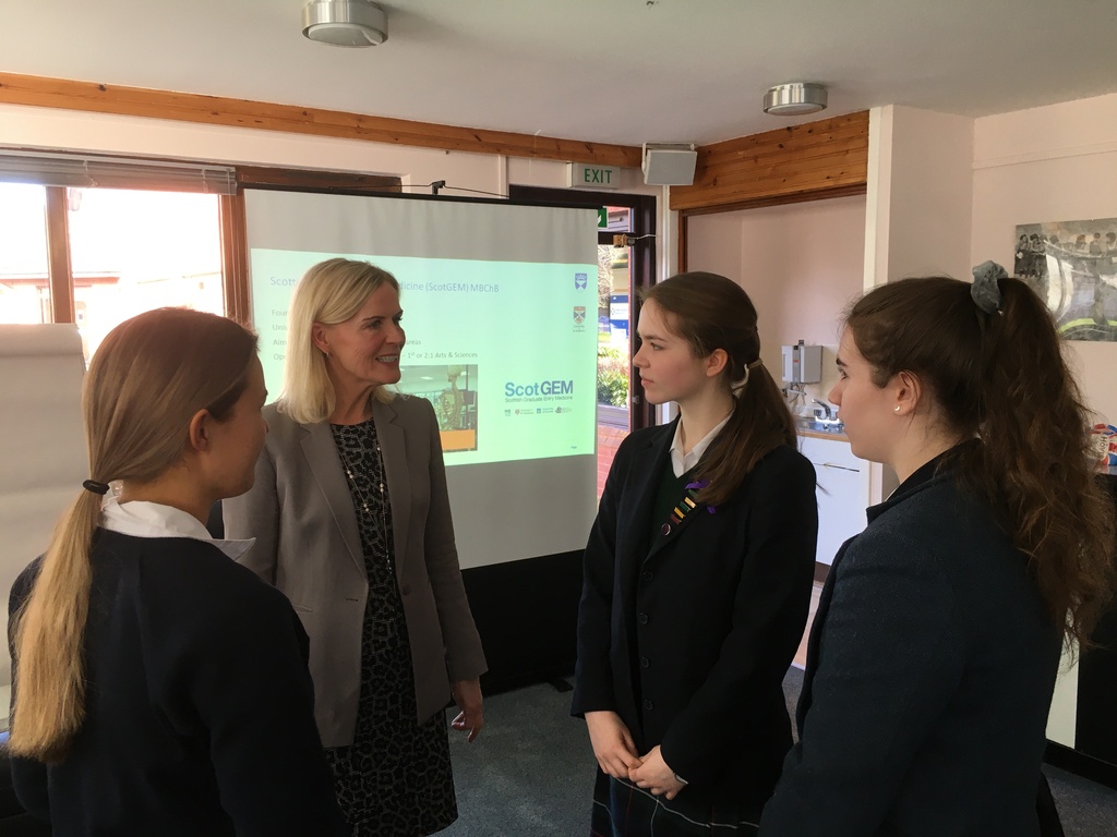 Professor Sally Ibbotson speaking with Kilgraston pupils as part of the Women and Business programme 13.3 (3)