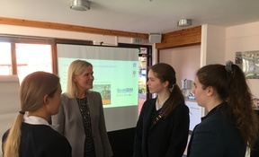 Professor Sally Ibbotson speaking with Kilgraston pupils as part of the Women and Business programme 13.3 (3)