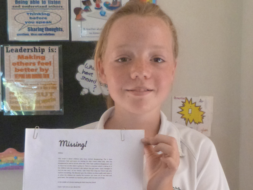 Molly J. with her play Missing!