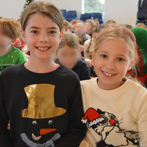 Charity event organisers Freya and Scarlet enjoying their film night