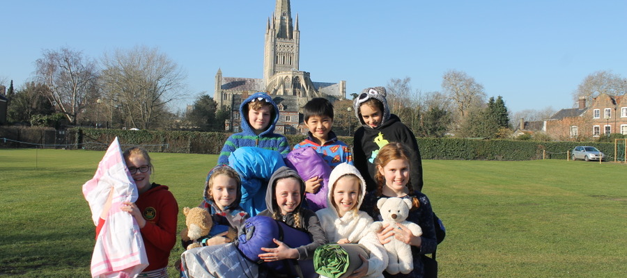 Norwich Lower School pupils prepare for their sleepover at school