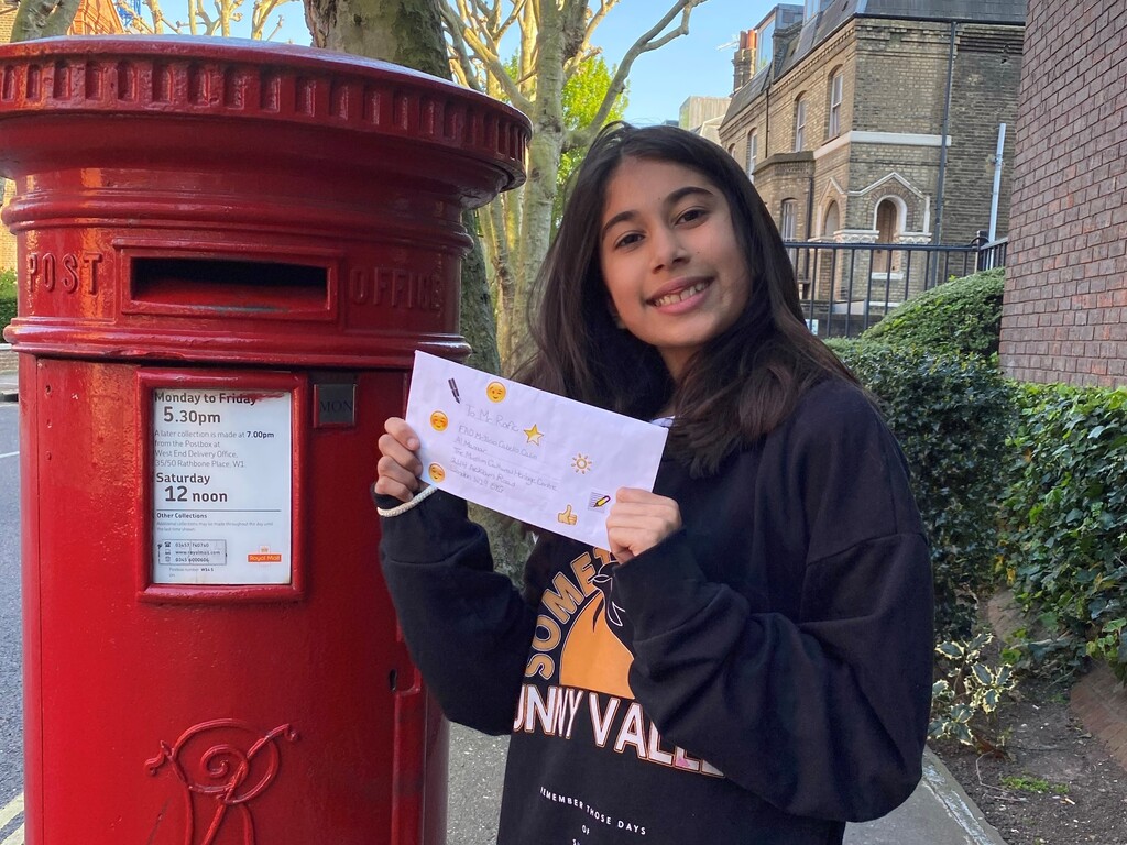 Kaira (III Form) - Posting Her Letter To Age UK member 2 - CROPPED