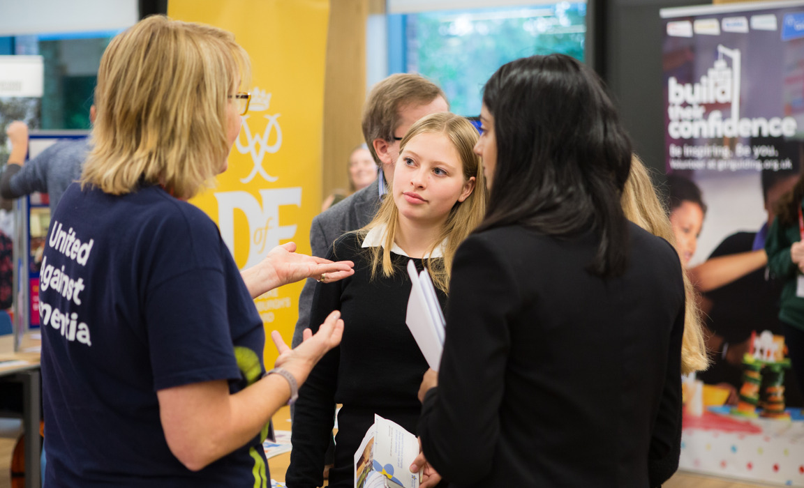 Reigate Grammar School Sixth Formers at last week's Volunteering Fair