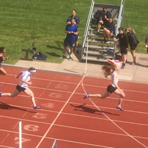 Vicky and Ellie 100m final Districts