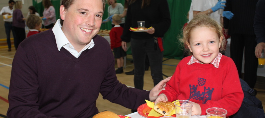 The children were delighted to have breakfast with their Fathers