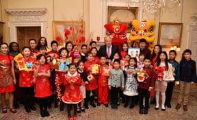 Roedean girls and other pupils with Boris Johnson at no10 celebrating Chinese New Year
