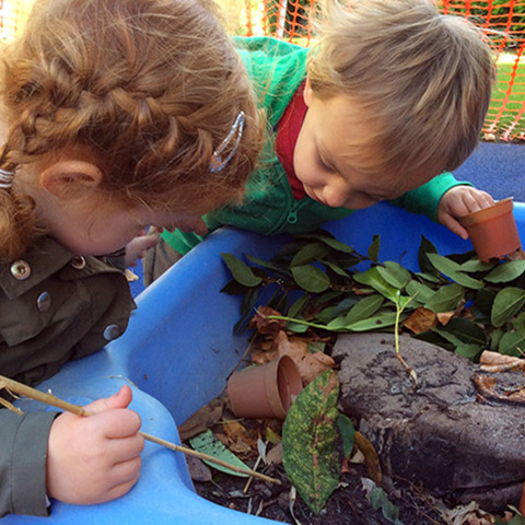 Bede’s Nursery pupils enjoying their autumn-themed arts and crafts lessons