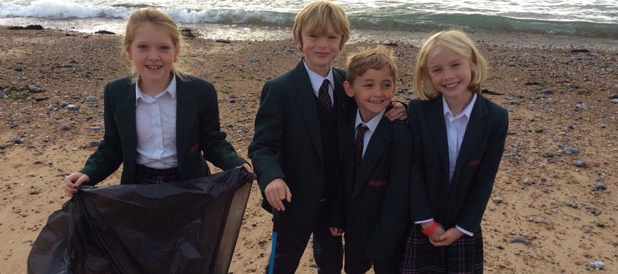 Bede’s Prep Year 4 pupils at their beach clean