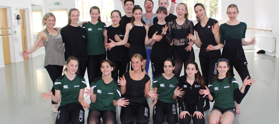 Tom Dwyer and Katy-Jo Murfin with the Legat dancers at Bede’s Senior School