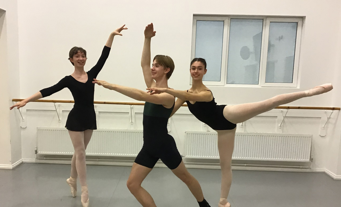 L to R: Bede’s Legat Academy dancers Katie Fenton, George Linehan and Chloe Hanson