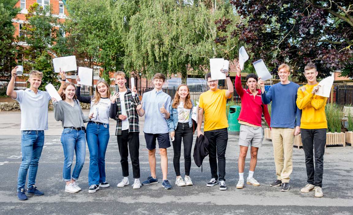 St Benedict's students celebrating their A level success last summer