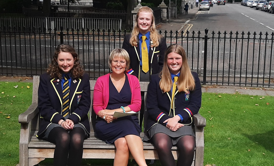 St Margaret's Head Teacher Anna Tomlinson with Eleanor Burnett-Stuart, Emma Murray and Eleanor Grant