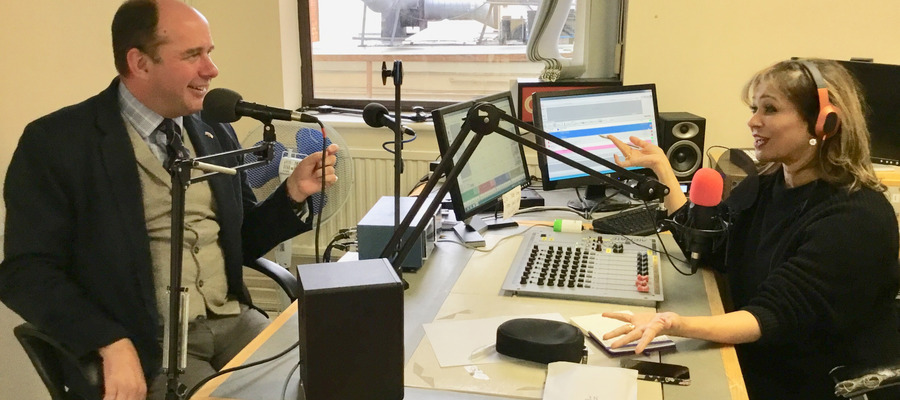 The Beacon's Headmaster, Will Phelps, chats to Councillor Mimi Harker OBE on her Wycombe Sound 'Mimi Meets' radio show