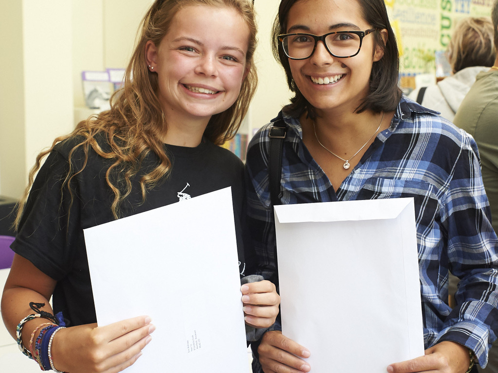 3. Erin B and Madeleine S receiving their GCSE results