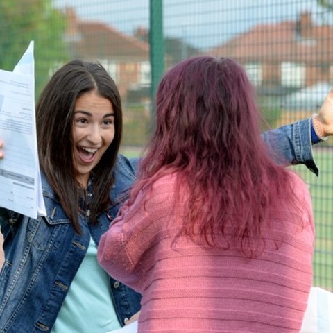 Withington Girls' School pupil Tea Milanović celebrates a clean sweep of 9s in her GCSEs
