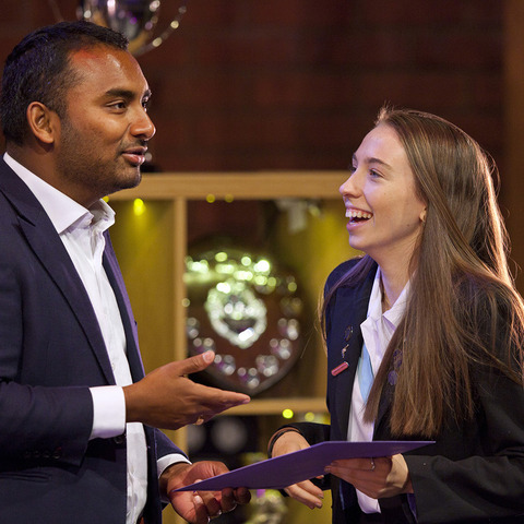 Amol Rajan presents prizes at Woldingham School Prize Day